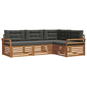 vidaXL Outdoor Sofa Set with Cushion 4 pcs Natural and Anthracite
