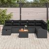 vidaXL Garden Sofa Set with Cushion 9 pcs Black Poly Rattan
