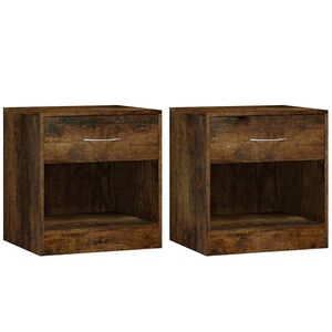 vidaXL Bedside Cabinets 2 pcs with Drawer Smoked Oak