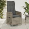 vidaXL Reclining Garden Chairs 2 pcs with Cushions Grey Poly Rattan