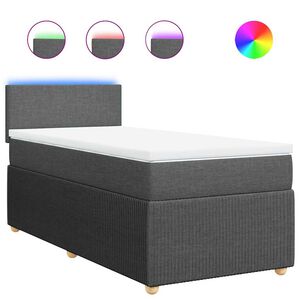 vidaXL Box Spring Bed with Mattress Light Grey King Single Fabric