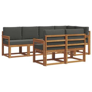 vidaXL Outdoor Sofa Set 7 pcs Natural and Anthracite