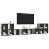 vidaXL 8 Piece TV Cabinet Set High Gloss Grey Engineered Wood