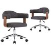 vidaXL Swivel Dining Chairs 2 pcs Grey Bent Wood and Fabric