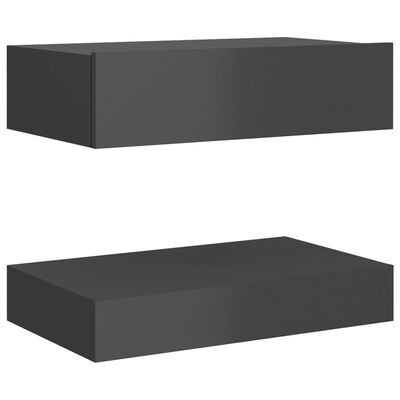 vidaXL Bedside Cabinets 2 pcs High Gloss Grey 60x35 cm Engineered Wood