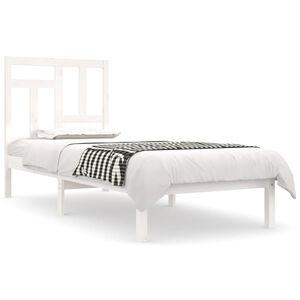 vidaXL Bed Frame | White | Solid pine wood | Single | Simple | Bed Frame