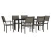 vidaXL 7 Piece Garden Dining Set Black Steel and Textilene