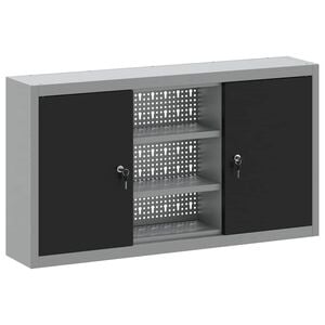 vidaXL Tool Cabinet with Shelf Black and Grey 100 x 20 x 55 cm Steel