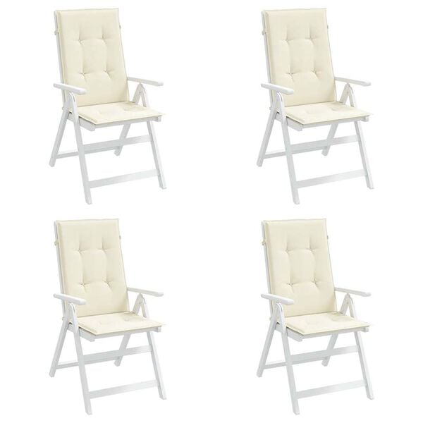 vidaXL Garden Highback Chair Cushions 4 pcs Cream 120x50x2 cm Fabric