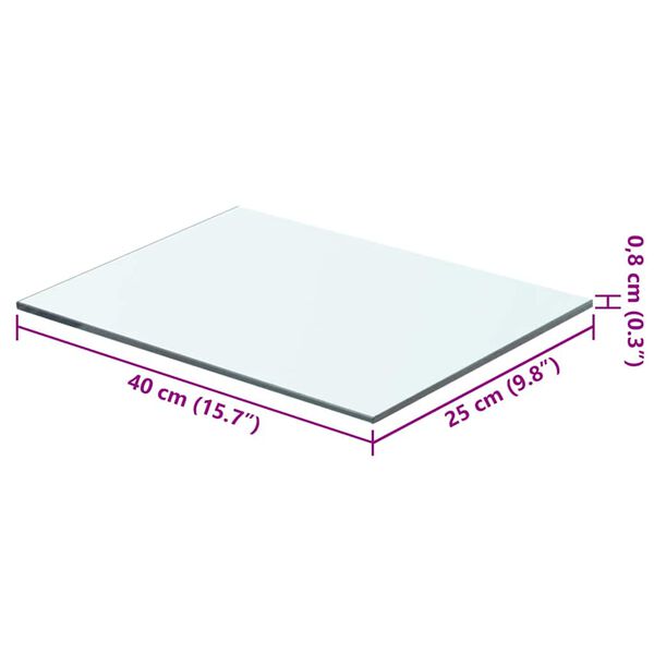 vidaXL Shelf Panel Glass Clear 40x25 cm