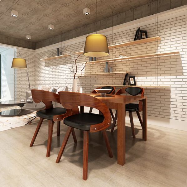 vidaXL Dining Chairs 4 pcs Brown Bent Wood and Faux Leather