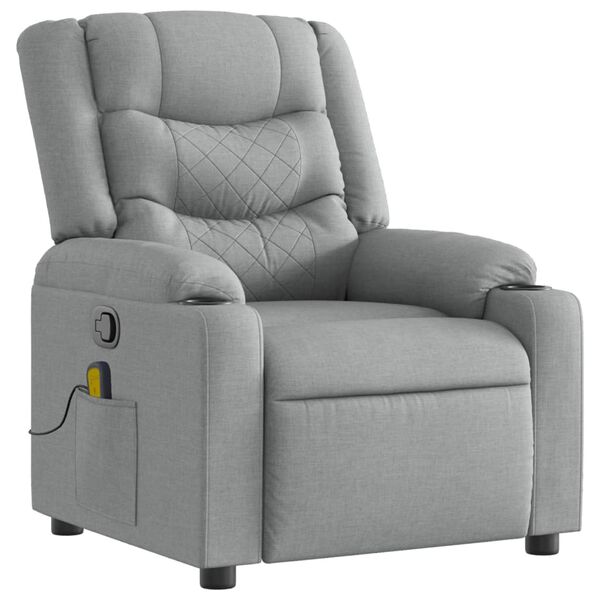 vidaXL Massage Recliner Chair Light Grey Fabric