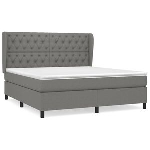 vidaXL Box Spring Bed with Mattress Dark Grey 153x203 cm Queen Size Fabric