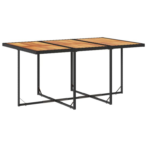 vidaXL 7 Piece Garden Dining Set with Cushions Black Poly Rattan