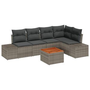 vidaXL Garden Sofa Set with Storage 6 pcs Grey Poly Rattan