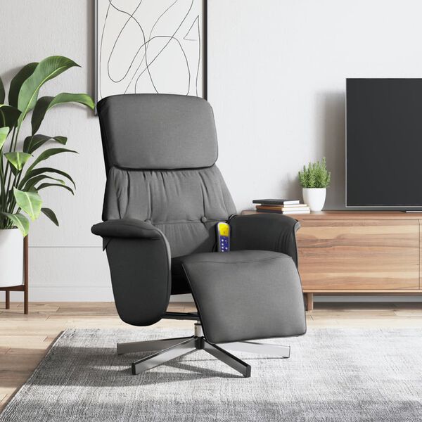vidaXL Massage Recliner Chair with Footrest Dark Grey Fabric