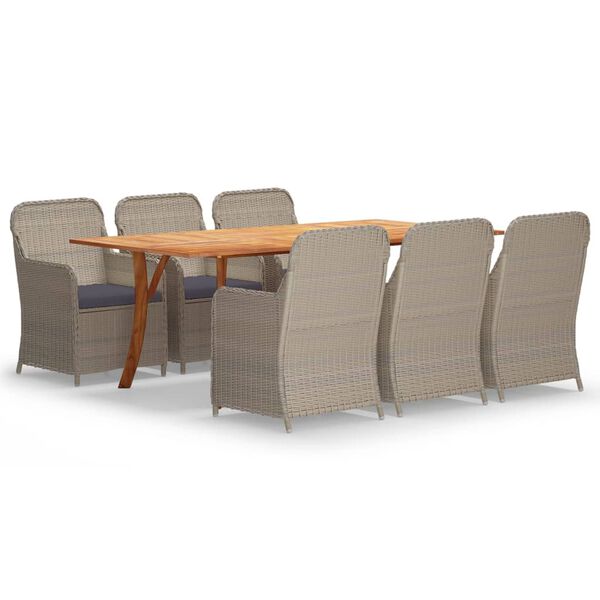 vidaXL 7 Piece Garden Dining Set Brown