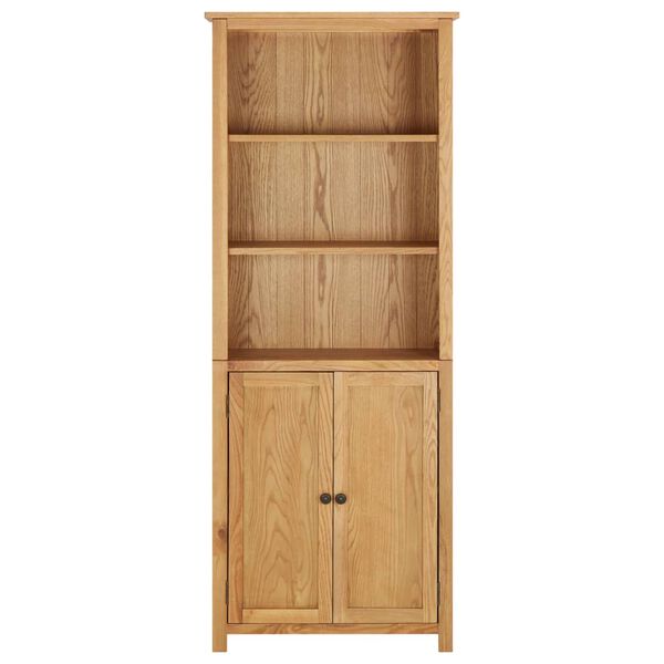vidaXL Bookcase with 2 Doors 70x30x180 cm Solid Oak Wood
