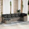 vidaXL 7 Piece Garden Sofa Set with Cushions Grey Poly Rattan