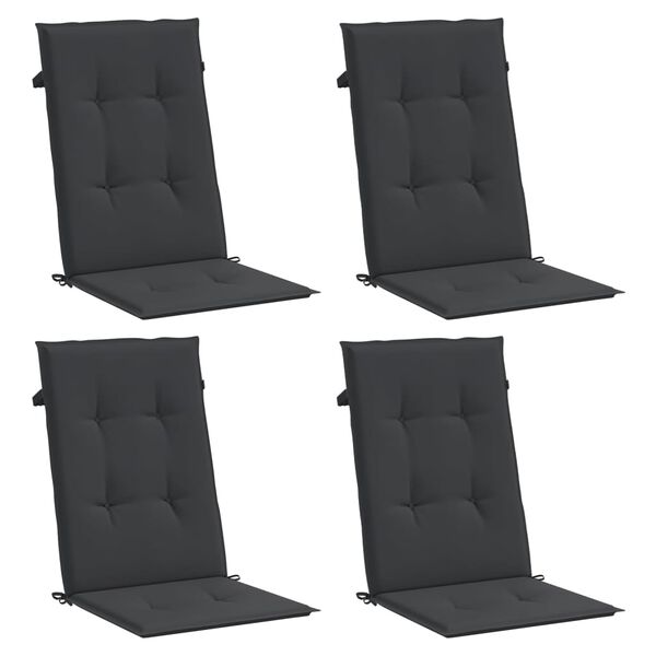 vidaXL Garden Highback Chair Cushions 4 pcs Black 120x50x3 cm Fabric