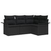 vidaXL Garden Sofa Set 4 pcs Black Poly Rattan