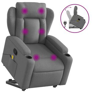 vidaXL Stand up Massage Recliner Chair Dark Grey Fabric