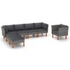 vidaXL 7 Piece Garden Lounge Set Poly Rattan and Eucalyptus Wood Grey