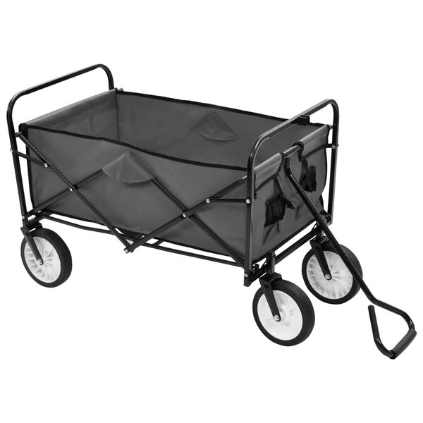 vidaXL Folding Hand Trolley Steel Grey
