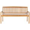 vidaXL Stacking Garden Bench with Cushion 159 cm Solid Teak Wood