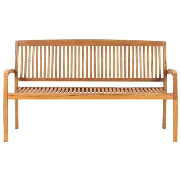 vidaXL Stacking Garden Bench with Cushion 159 cm Solid Teak Wood