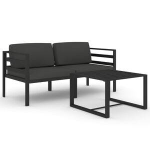 vidaXL 3 Piece Garden Lounge Set with Cushions Aluminium Anthracite