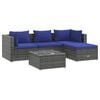 vidaXL 5 Piece Garden Lounge Set with Cushions Poly Rattan Grey