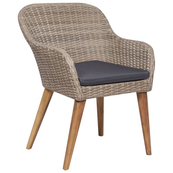 vidaXL 9 Piece Garden Dining Set Poly Rattan Brown