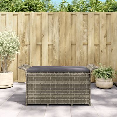 vidaXL Garden Bench with Cushion Grey 116x46x57 cm Poly Rattan