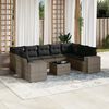 vidaXL 10 Piece Garden Sofa Set with Cushions Grey Poly Rattan