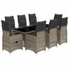 vidaXL 9 Piece Garden Bistro Set with Cushions Grey Poly Rattan