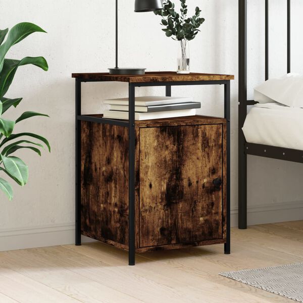 vidaXL Bedside Cabinet Smoked Oak 40x42x60 cm Engineered Wood