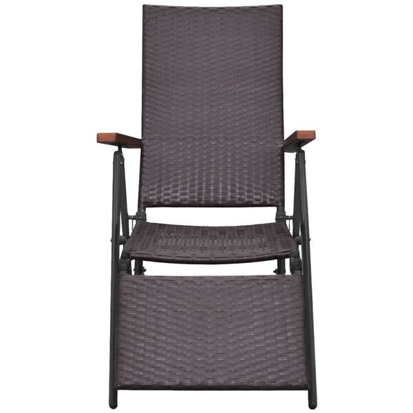 vidaXL Reclining Deck Chair Poly Rattan Brown