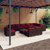 vidaXL 11 Piece Garden Lounge Set with Cushions Poly Rattan Brown
