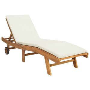 vidaXL Sun Lounger Polyester Brown and Cream