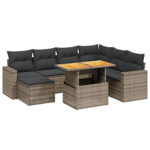 vidaXL 8 Piece Garden Sofa Set with Cushions Grey Poly Rattan