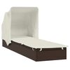vidaXL Sunbed with Foldable Roof Brown 213x63x97 cm Poly Rattan