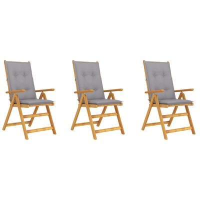 vidaXL Folding Garden Chairs 3 pcs with Cushions Solid Acacia Wood