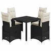 vidaXL 5 Piece Garden Bistro Set with Cushions Black Poly Rattan