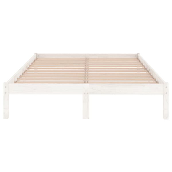 vidaXL Bed Frame without Mattress White Solid Wood Double