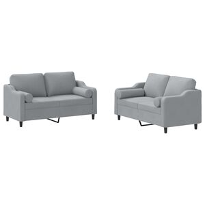 vidaXL 2 Piece Sofa Set with Pillows Light Grey Fabric
