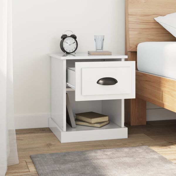 vidaXL Bedside Cabinets 2 pcs High Gloss White 39x39x47.5 cm Engineered Wood