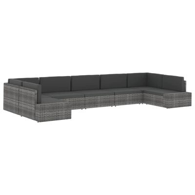 vidaXL Sectional Corner Sofa with Right Armrest Poly Rattan Grey