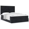 vidaXL Ottoman Bed with Mattresses Black Double Velvet