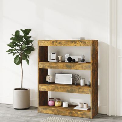 vidaXL Book Cabinet/Room Divider Smoked Oak 80x30x103 cm Engineered wood